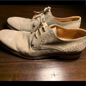 John Varvatos gray suede leather oxfords 9.5 mens